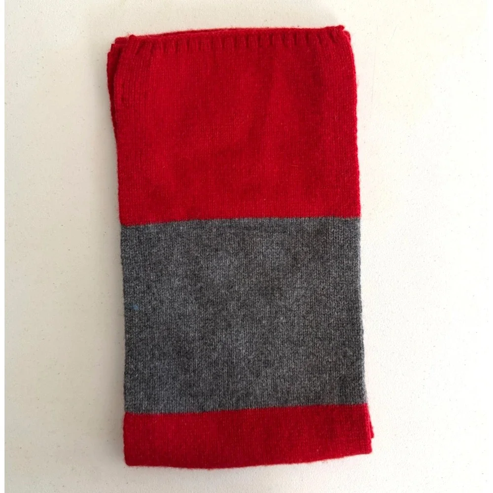 Gap‎ Lambswool Striped Scarf Gray Red Unisex